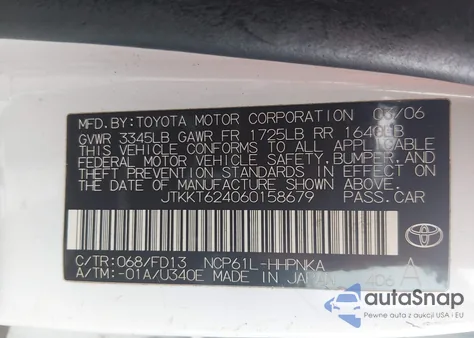 2006 Scion Xa z USA, uszkodzony, nr VIN JTKKT624060158679